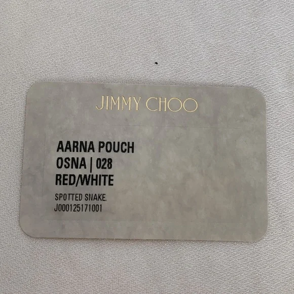 Brand New Jimmy Choo Aarna Pouch Red/White Spotted Snake Print - Picture 6 of 6